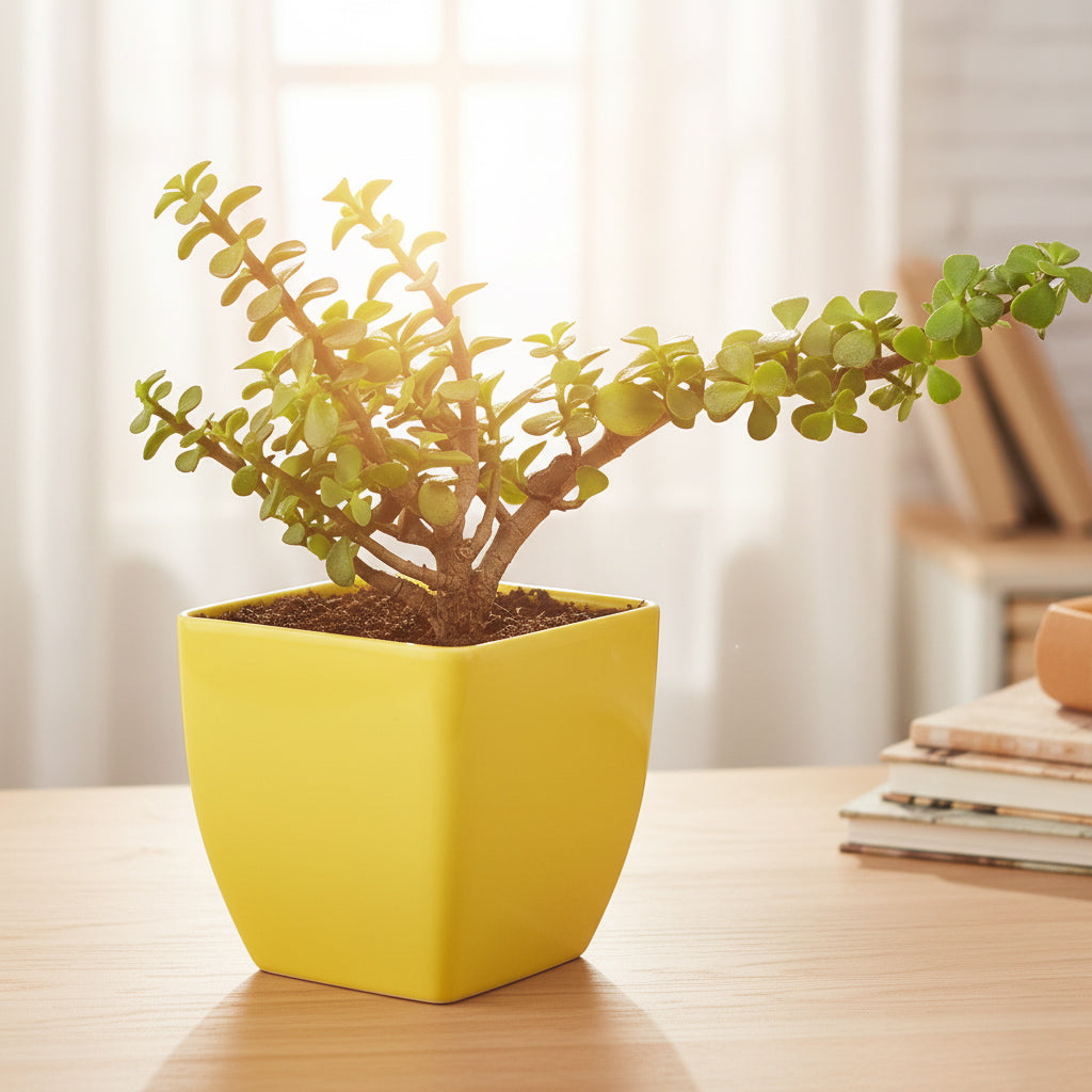 Lucky Plant Combo of 3: Money Plant, Jade Plant, Bamboo Plant in Vibrant Pots.